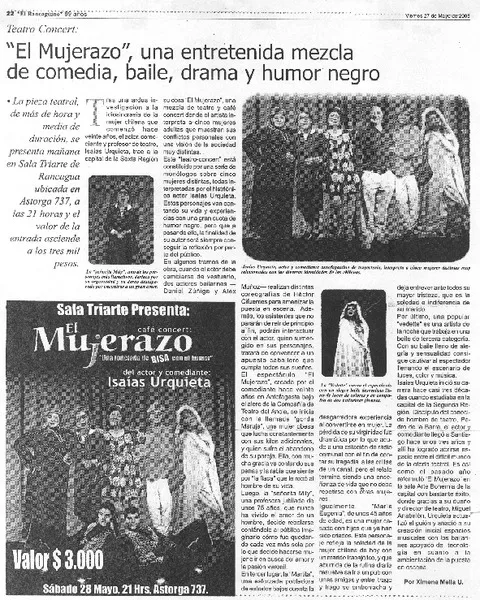 "El Mujerazo", una entretenida mezcla de comedia, baila, drama y humor negro  [artículo] Ximena Mella U.