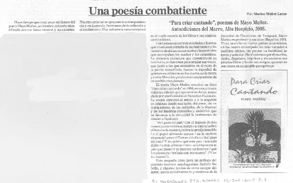 Una poesía combatiente  [artículo] Merino Muñoz Lagos