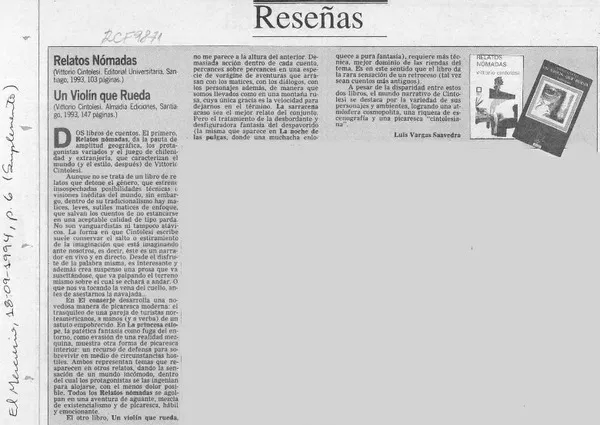 Reseñas  [artículo] Luis Vargas Saavedra.
