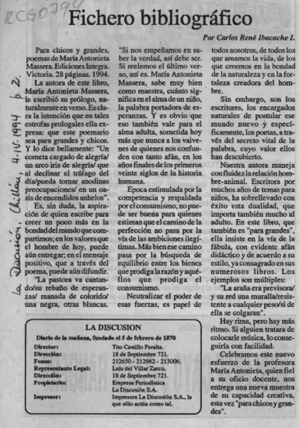 Fichero bibliográfico  [artículo] Carlos René Ibacache I.