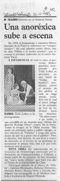 Una Anoréxica sube a escena  [artículo].