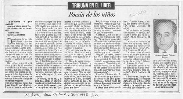 Poesía de los niños  [artículo] Jaime Miguel Gómez Rogers.