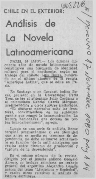 Análisis de la novela latinoamericana.  [artículo]