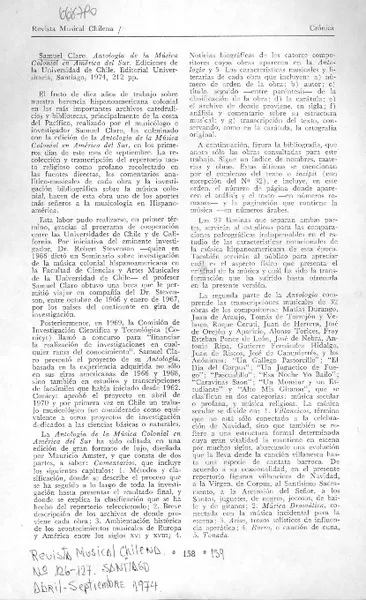 Antología de la música colonial en América del Sur  [artículo] M. V.