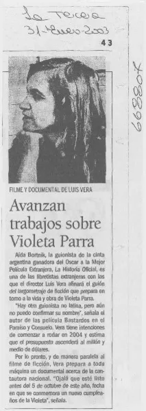 Avanzan trabajos sobre Violeta Parra.  [artículo]