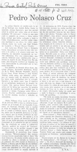 Pedro Nolasco Cruz  [artículo] C. V. L.