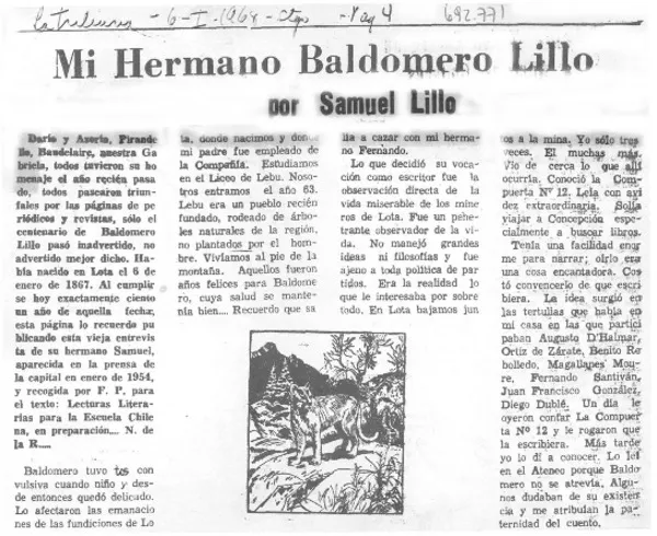 Mi hermano Baldomero Lillo.  [artículo]