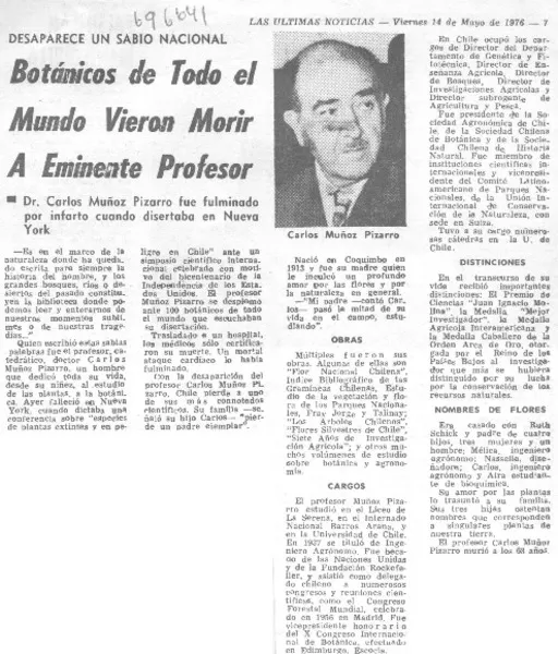 Botánicos de todo el mundo vieron morir a eminente profesor.  [artículo]
