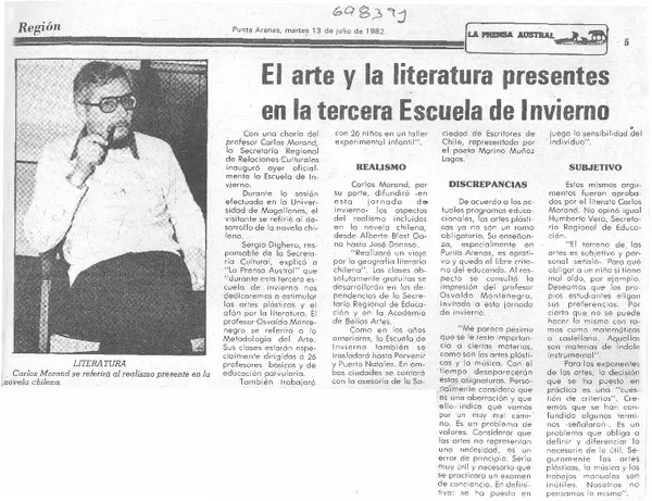 El arte y la literatura presentes en la tercera Escuela de Invierno.  [artículo]