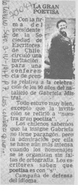 La Gran poetisa.  [artículo]