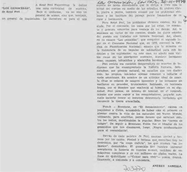 Los genocidas  [artículo] Andrés Sabella.