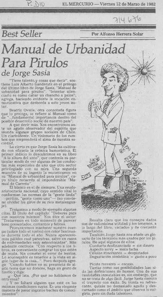 Manual de urbanidad para pirulos  [artículo] Alfonso Herrera Solar.