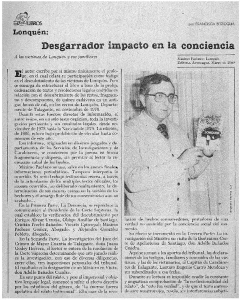 Desgarrador impacto en la conciencia  [artículo] Francisca Bertoglia.