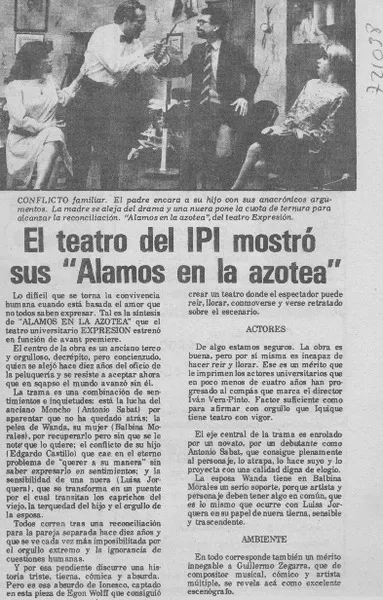 El teatro del IPI mostró sus "alamos en la azotea".  [artículo]