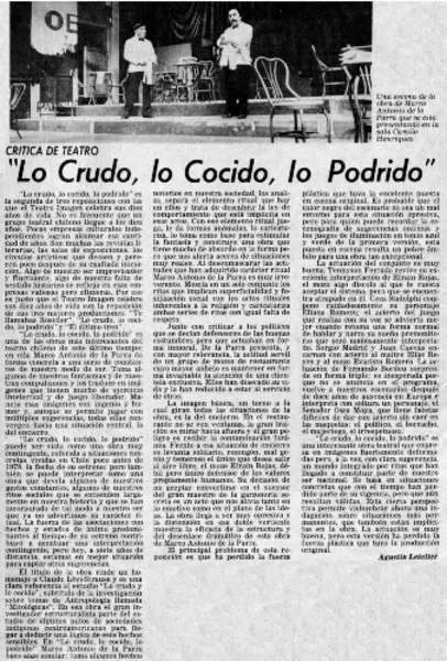 Lo crudo, lo cocido y lo podrido"  [artículo] Agustín Letelier.