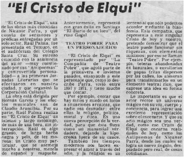 El Cristo de Elqui".  [artículo]