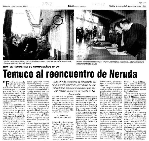 Temuco al reencuentro de Neruda  [artículo]