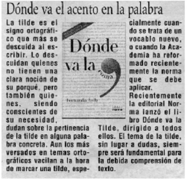 Dónde va el acento en la palabra  [artículo]