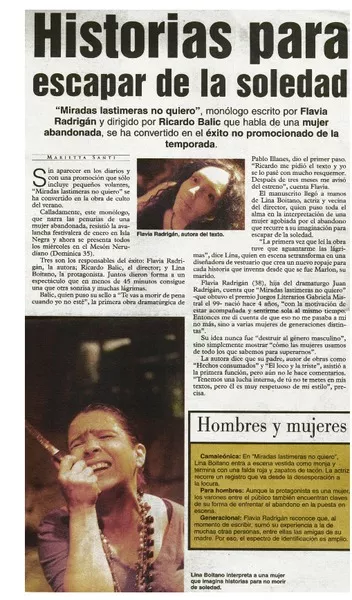 Historias para escapar de la soledad  [artículo] Marietta Santi.