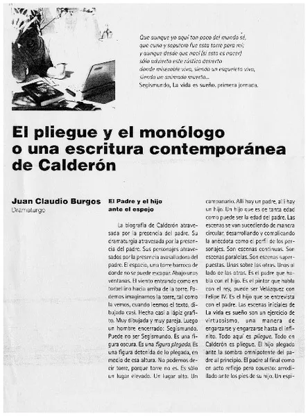El pliegue y el monólogo o una escritura contemporánea de Calderón  [artículo]