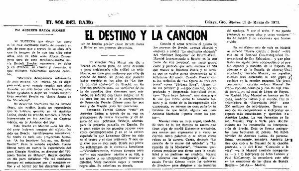 El Destino y la canción  [artículo] Alberto Baeza Flores.