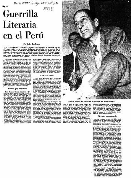 Guerrilla literaria en el Perú  [artículo] Ariel Dorfman.