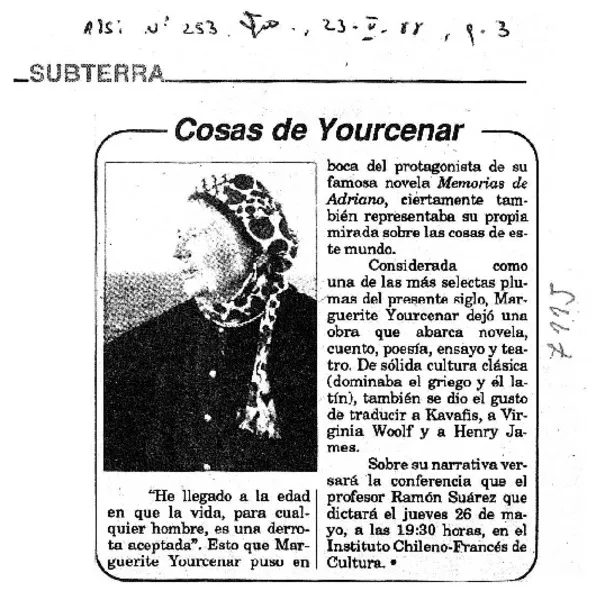 Cosas de Yourcenar.  [artículo]