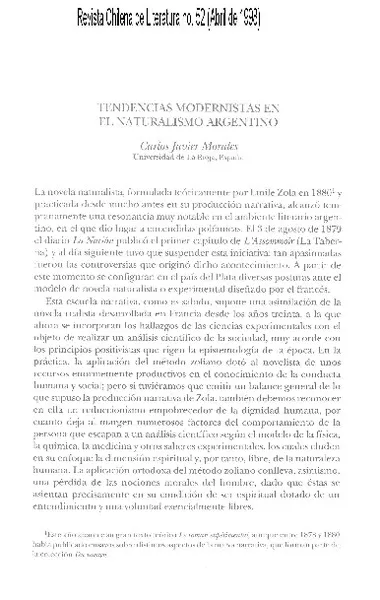 Tendencias modernistas en el naturalismo argentino  [artículo] Carlos Javier Morales.