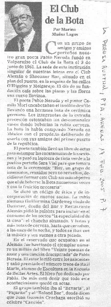El Club de la Bota  [artículo] por Marino Muñoz Lagos.