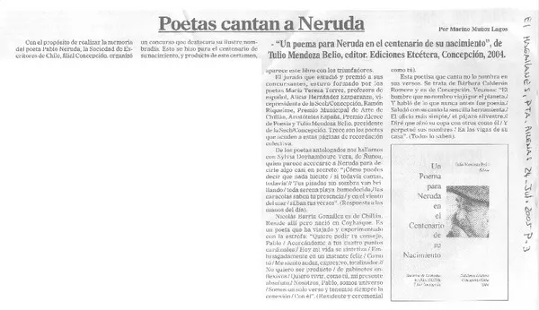 Poetas cantan a Neruda  [artículo].