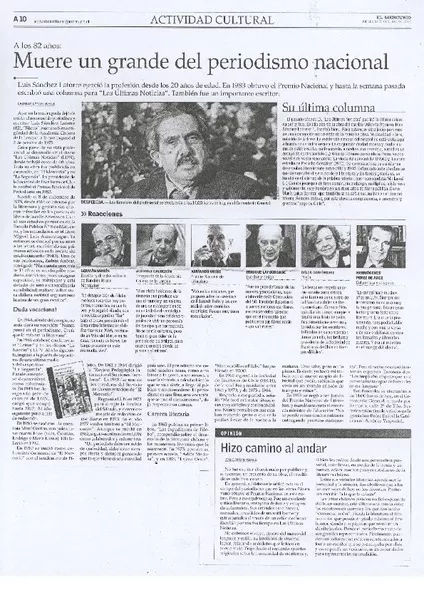 Muere un grande del periodismo nacional  [artículo] Gabriela Gayani Schele.