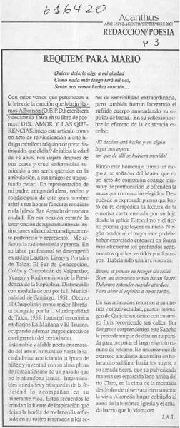 Requiem para Mario  [artículo] J. A. L.