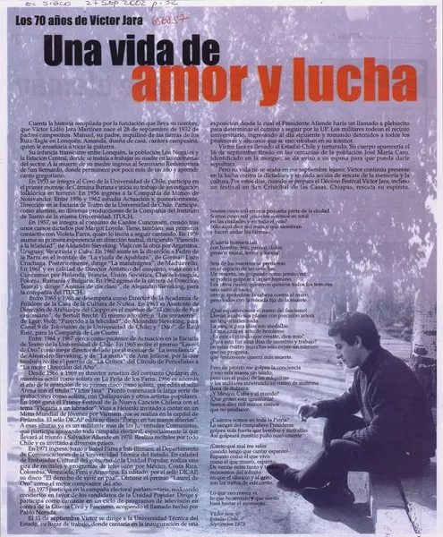 Una Vida de amor y lucha.  [artículo]