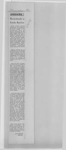 Recordando a Cerda Barrios  [artículo] Luis Orrego Molina.