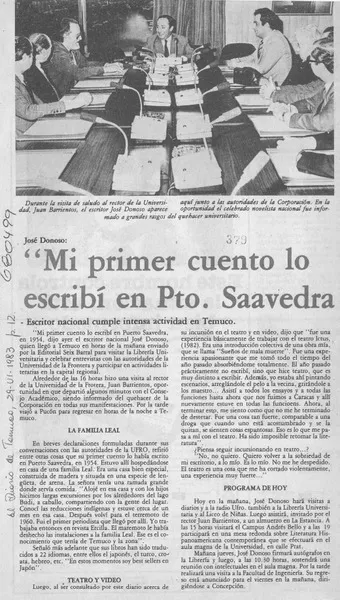 Mi primer cuento lo escribí en Pto. Saavedra".  [artículo]