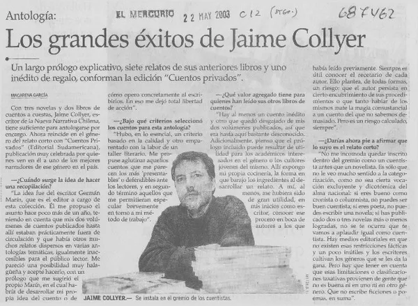 Los grandes éxitos de Jaime Collyer [entrevista] [artículo] Macarena García.