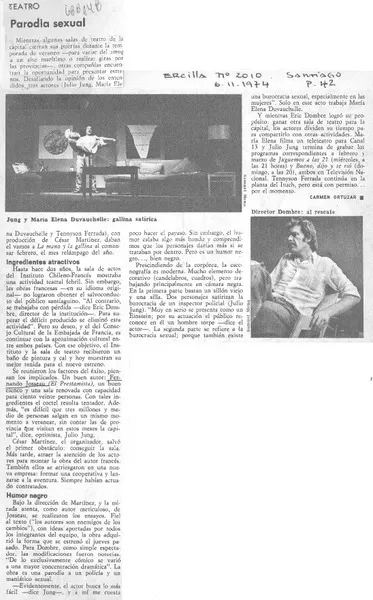 Parodia sexual  [artículo] Carmen Ortúzar.