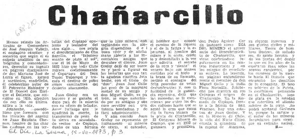 Chañarcillo  [artículo] B.