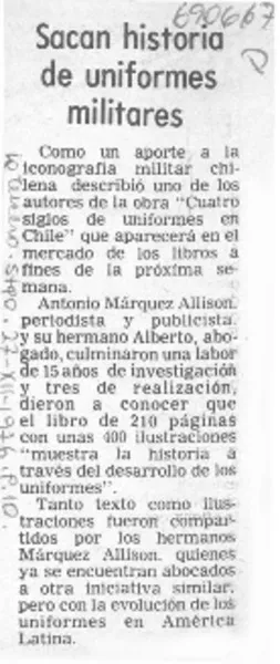 Sacan historia de uniformes militares.  [artículo]