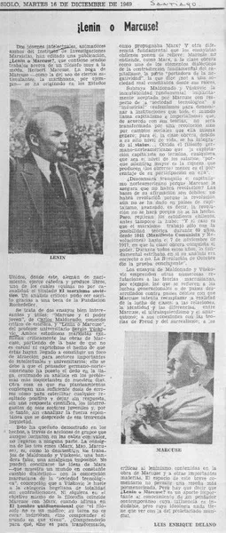 ¿Lenin o Marcuse?  [artículo] Luis Enrique Délano.