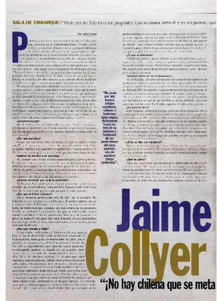 Jaime Collyer, "no hay chilena que se meta la mano al bolsillo cuando hay que pagar": [entrevista] [artículo] Tati Penna.