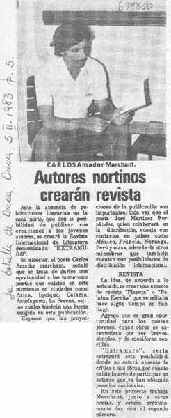 Autores nortinos crearán revista.  [artículo]