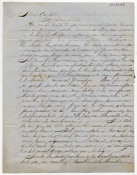 [Carta] [1852] Julio 17, [Santiago] [a] Benigna Ortúzar de Covarrubias  [manuscrito] Alvaro [Covarrubias].