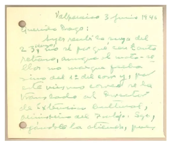 [Tarjeta] 1946 jun. 3, Valparaíso, Chile [a] Gonzalo Drago  [manuscrito] Augusto d'Halmar.