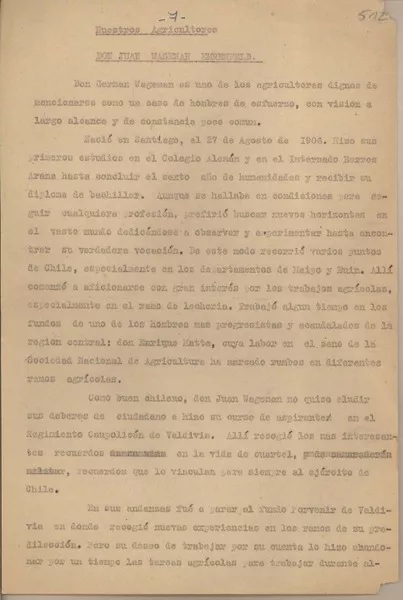 Nuestros agricultores  [manuscrito] Fernando Santiván.