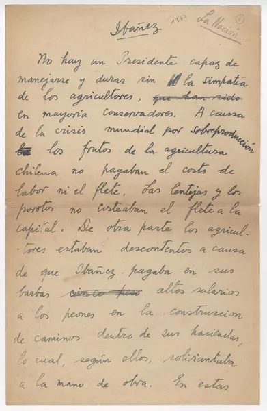 Ibáñez  [manuscrito] Joaquín Edwards Bello.