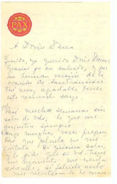 [Carta] [1955?], [Montevideo, Uruguay] [a] Doris Dana, [New York]  [manuscrito] Esther de Cáceres.