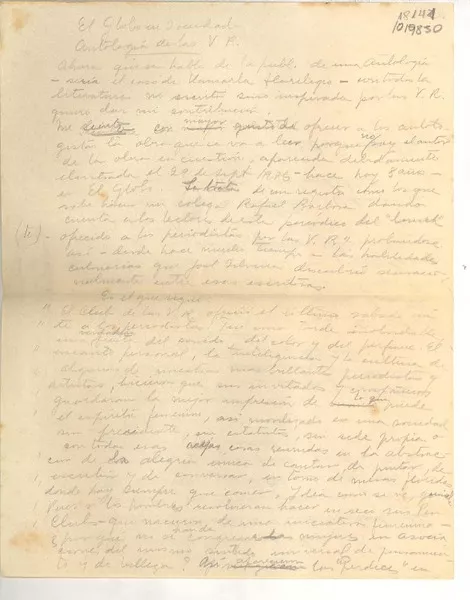 Antologias de las V.P.  [manuscrito] Edmundo Lys ; traducido al español por Gabriela Mistral.