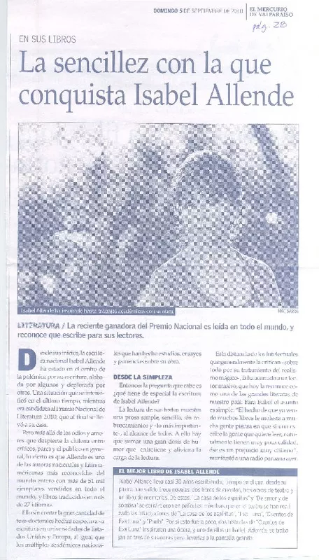 La Sencillez con la que conquista Isabel Allende  [artículo].