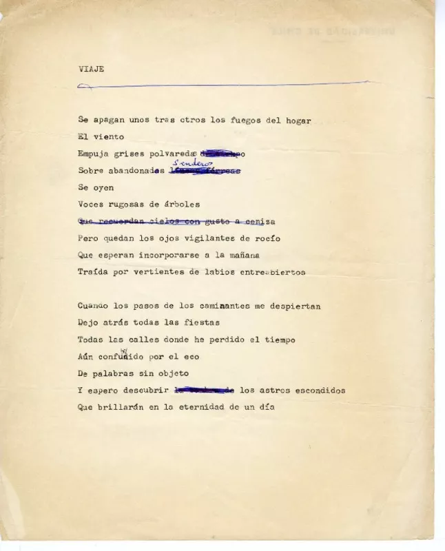 Viaje  [manuscrito] Jorge Teillier.